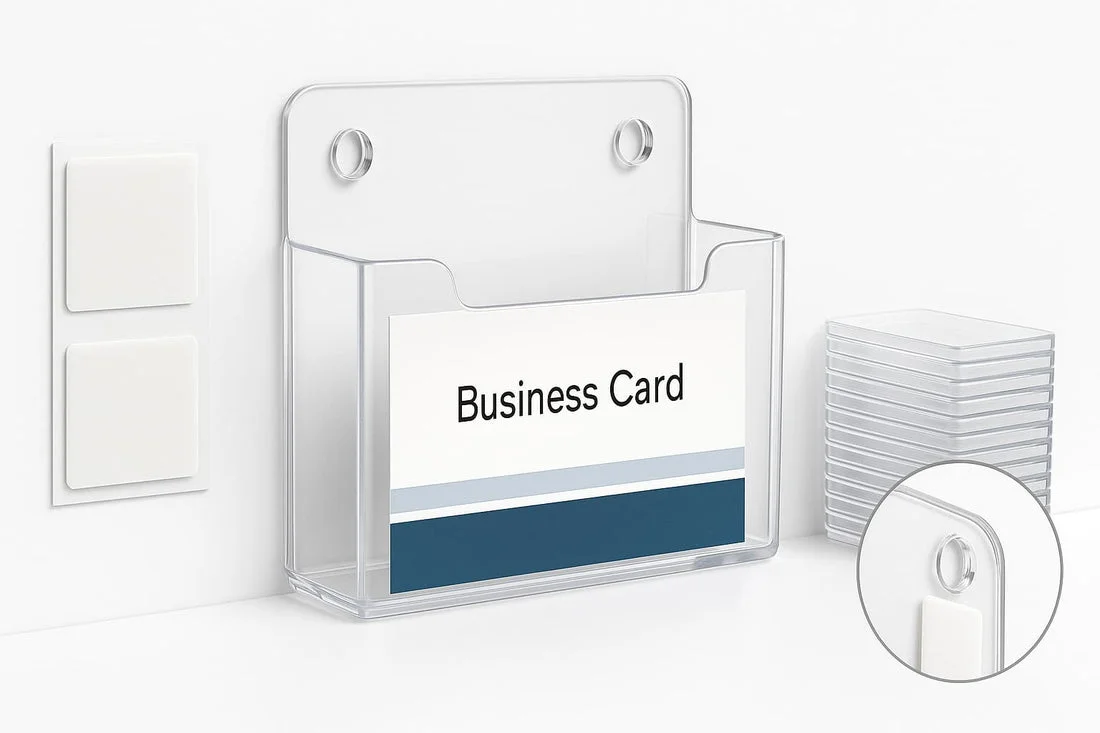 professional business card holder on office desk